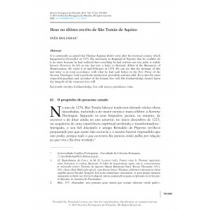 Deus no &uacute;ltimo escrito de S&atilde;o Tom&aacute;s de Aquino