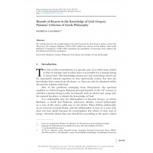 Bounds of Reason in the Knowledge of God: Gregory Palamas&rsquo; Criticism of Greek Philosophy