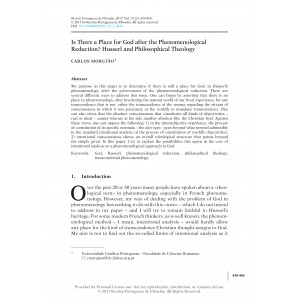 Is There a Place for God after the Phenomenological Reduction? Husserl and Philosophical Theology