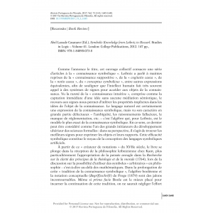 Book Review - Abel Lassale Casanave (Ed.), Symbolic Knowledge from Leibniz to Husserl