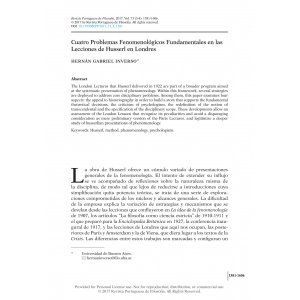 Cuatro Problemas Fenomenol&oacute;gicos Fundamentales en las Lecciones de Husserl en Londres