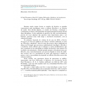 Book Review - R. Paul Thompson e Ross E.G. Upshur, Philosophy of Medicine
