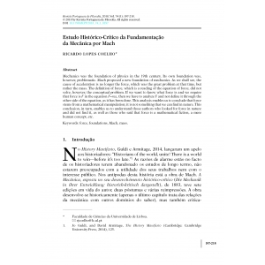 Estudo Hist&oacute;rico-Cr&iacute;tico da Fundamenta&ccedil;&atilde;o da Mec&acirc;nica por Mach