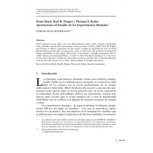 Ernst Mach, Karl R. Popper y Thomas S. Kuhn: Aportaciones al Estudio de los Experimentos Mentales