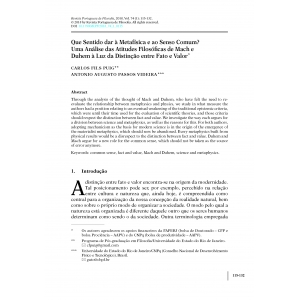 Que Sentido dar à Metafísica e ao Senso Comum? Que Sentido dar à Metafísica e ao Senso Comum?