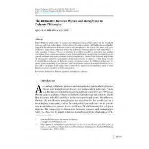 The Distinction Between Physics and Metaphysics in Duhem&rsquo;s Philosophy
