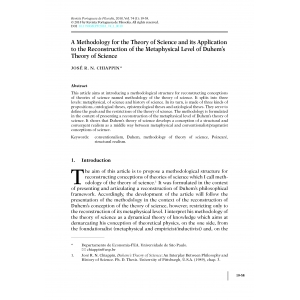 A Methodology for the Theory of Science and Its Application to the Reconstruction of the Metaphysical Level of Duhem&rsquo;s Theory