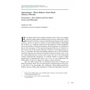 Presentation &ndash; Pierre Duhem and Ernst Mach: Science and Philosophy