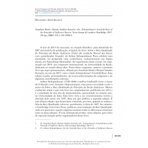 Book Review - Schopenhauer&rsquo;s Fourfold Root of the Principle of Sufficient Reason