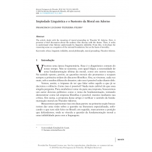 Impiedade Lingu&iacute;stica e o Sustento da Moral em Adorno