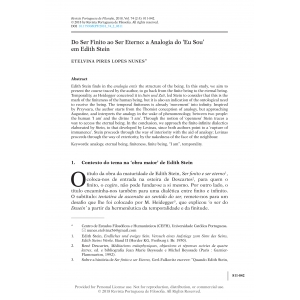 Do Ser Finito ao Ser Eterno: a Analogia do &lsquo;Eu Sou&rsquo; em Edith Stein