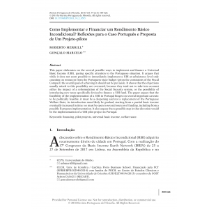 Como Implementar e Financiar um Rendimento B&aacute;sico Incondicional? Reflex&otilde;es para o Caso Portugu&ecirc;s e Proposta de Um Projeto-piloto