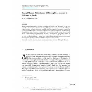 Beyond Musical Metaphysics: A Philosophical Account of Listening to Music