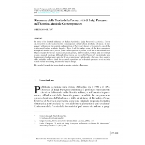 Risonanze della Teoria della Formativit&agrave; di Luigi Pareyson nell&rsquo;Estetica Musicale Contemporanea