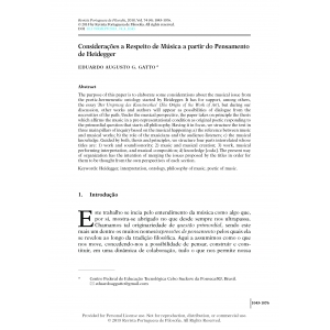 Considera&ccedil;&otilde;es a Respeito de M&uacute;sica a partir do Pensamento de Heidegger