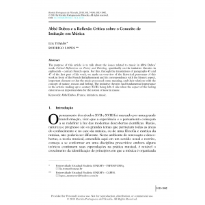 Abb&eacute; Dubos e a Reflex&atilde;o Cr&iacute;tica sobre o Conceito de Imita&ccedil;&atilde;o em M&uacute;sica