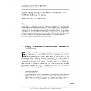 M&uacute;sica e Singulariza&ccedil;&atilde;o. Uma Reflex&atilde;o Prodromal sobre o Problema da Escuta em M&uacute;sica