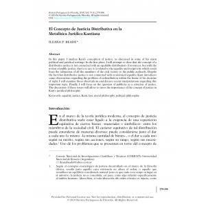 El Concepto de Justicia Distributiva en la Metaf&iacute;sica Jur&iacute;dica Kantiana
