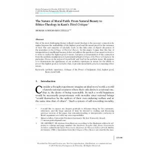 The Nature of Moral Faith: From Natural Beauty to Ethico-Theology in Kant&rsquo;s Third Critique