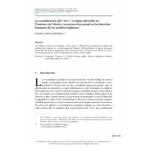 La consideración del ‘otro’. La figura del Indio en Francisco de Vitoria y su proyección actual en los derechos humanos