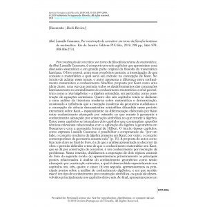 Book Review - Por constru&ccedil;&atilde;o de conceitos: em torno da filosofia kantiana da matem&aacute;tica