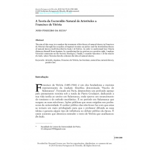 A Teoria da Escravid&atilde;o Natural de Arist&oacute;teles a Francisco de Vit&oacute;ria