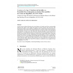 A natura vel a lege: O Instituto da Servid&atilde;o e a Sociedade Neo-esclavagista no Ensino &Eacute;tico-jur&iacute;dico de Cosme de Magalh&atilde;es
