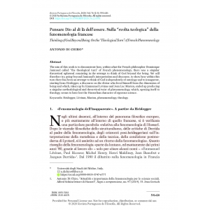 Pensare Dio al Di Là Dell’essere. Sulla ‘Svolta Teologica’ Della Fenomenologia Francese