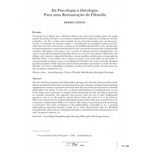 Da Psicologia &agrave; Ontologia: Para uma Restaura&ccedil;&atilde;o da Filosofia