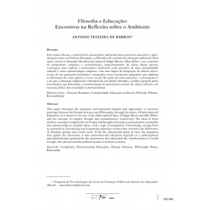 Filosofia e Educa&ccedil;&atilde;o: Encontros na Reflex&atilde;o sobre o Ambiente