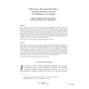 Filosofia e Passado Filos&oacute;fico segundo Ortega y Gasset: Um Di&aacute;logo com Hegel