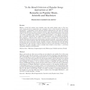 &ldquo;Is the Moral Criticism of Popular Songs Appropriate at All?&rdquo; Remarks on Popular Music, Aristotle and MacIntyre