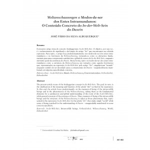 Weltanschauungen e Modos-de-ser dos Entes Intramundanos: O Conte&uacute;do Concreto do In-der-Welt-Sein do Dasein