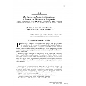 Do Univariado ao Multivariado: A Escala de Elementos Tang&iacute;veis, suas Rela&ccedil;&otilde;es com Outras Escalas e Mais Al&eacute;m