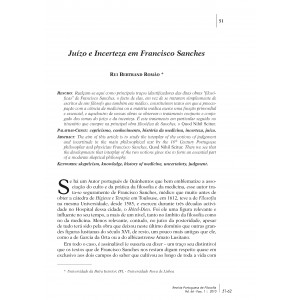 Ju&iacute;zo e Incerteza em Francisco Sanches