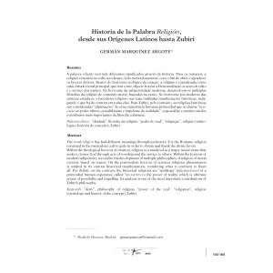 Historia de la Palabra Religi&oacute;n, desde sus Or&iacute;genes Latinos hasta Zubiri