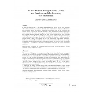 Values Human Beings Give to Goods and Services, and the Economy of Communion