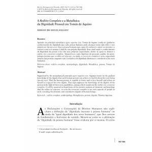 A &lsquo;Reditio Completa&rsquo; e a Metaf&iacute;sica da Dignidade pessoal em Tom&aacute;s de Aquino