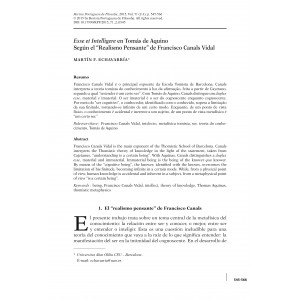 Esse et intelligere en Tom&aacute;s de Aquino seg&uacute;n el &ldquo;realismo pensante&rdquo; de Francisco Canals Vidal