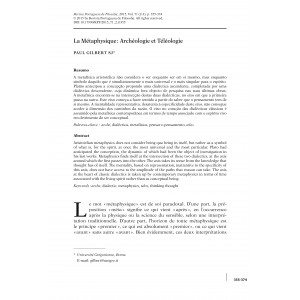 La m&eacute;taphysique: arch&eacute;ologie et t&eacute;l&eacute;ologie