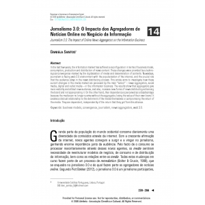 Jornalismo 3.0: O Impacto dos Agregadores de Not&iacute;cias Online no Neg&oacute;cio da Informa&ccedil;&atilde;o