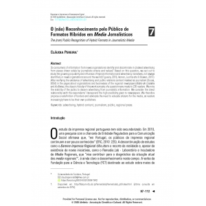 O (n&atilde;o) Reconhecimento pelo P&uacute;blico de Formatos H&iacute;bridos em Media Jornal&iacute;sticos