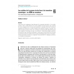 Les m&eacute;dias de la presse &eacute;crite face &agrave; la transition num&eacute;rique : un ADN en mutation