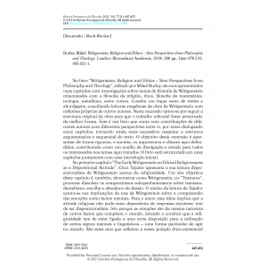 Book Review &ndash; Burley, Mikel. Wittgenstein, Religion and Ethics &ndash; New Perspectives from Philosophy and Theology
