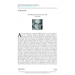 In Memoriam. Jos&eacute; Bernardino Fernandes, SJ (1929-2021)