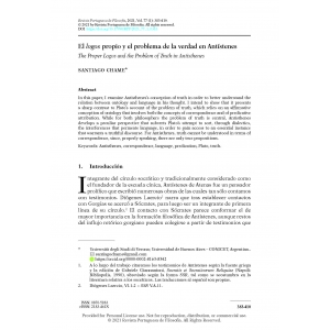 El logos propio y el problema de la verdad en Ant&iacute;stenes