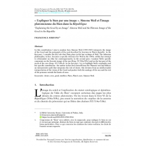 &laquo; Expliquer le bien par une image &raquo;. Simone Weil et l&rsquo;image platonicienne du Bien dans la R&eacute;publique