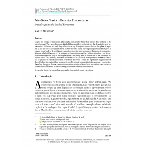 Arist&oacute;teles Contra o Bem dos Economistas