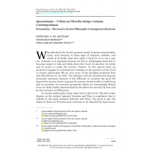 Apresenta&ccedil;&atilde;o &ndash; O Bem na Filosofia Antiga: Leituras Contempor&acirc;neas