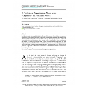 O Poeta &eacute; um Organizador. Notas sobre &lsquo;Organisar&rsquo; de Fernando Pessoa